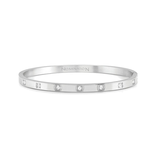 029508/001 PRETTY BANGLES bracelet in steel and SQUARE cz (LARGE SIZE) (001_Steel)