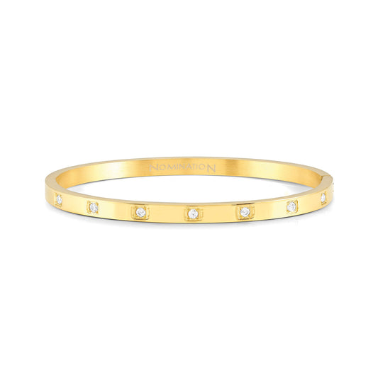 029508/012 PRETTY BANGLES bracelet in steel and SQUARE cz (LARGE SIZE) (012_Yellow Gold)