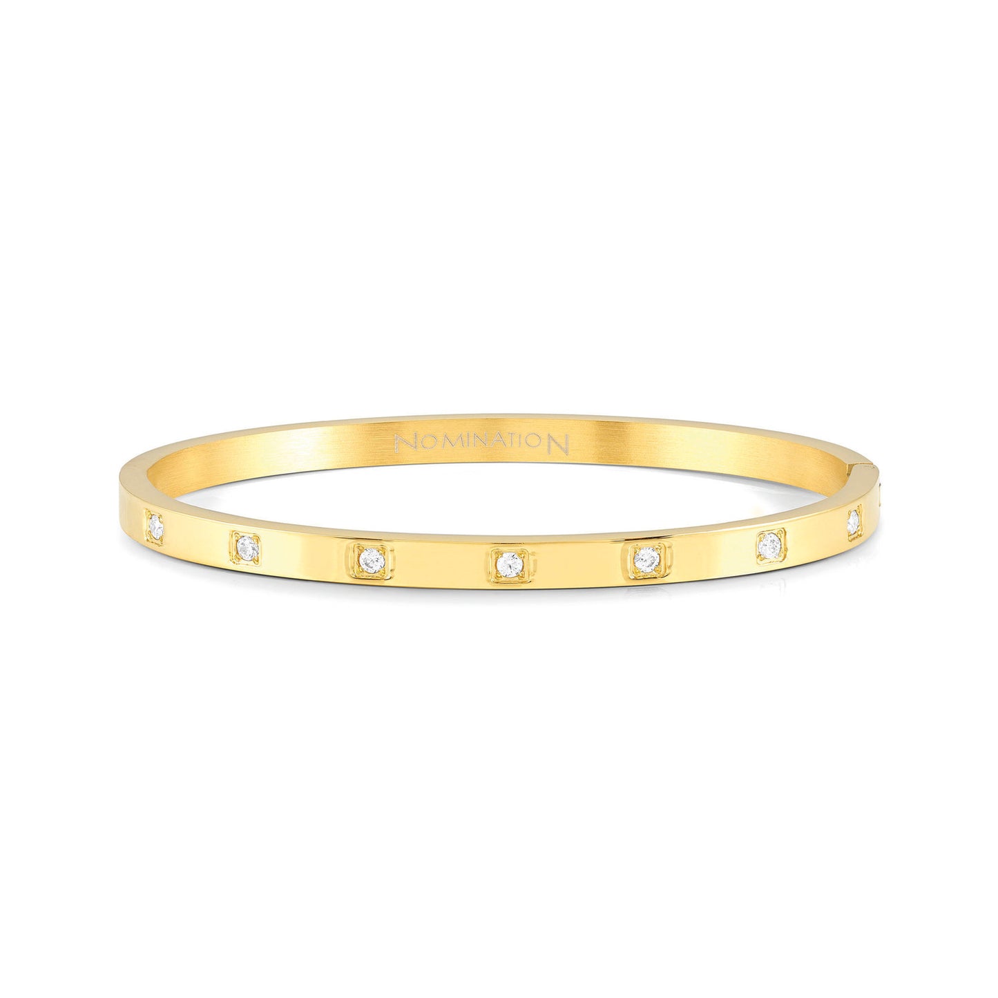 029508/012 PRETTY BANGLES bracelet in steel and SQUARE cz (LARGE SIZE) (012_Yellow Gold)