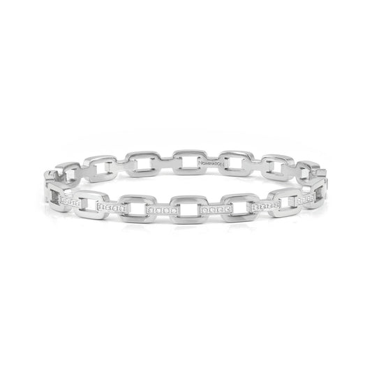 029510/001 PRETTY BANGLES bracelet in steel and cz CHAIN (SIZE LARGE) (001_Steel)