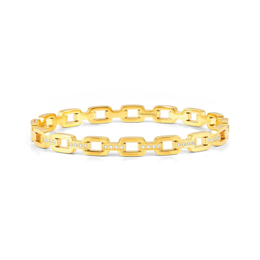 029510/012 PRETTY BANGLES bracelet in steel and cz CHAIN (SIZE LARGE) (012_Yellow Gold)