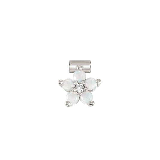 SEIMIA ed, FLORA in 925 sterling silver, stones and cz (LARGE FLOWERS) (022_WHITE OPAL)