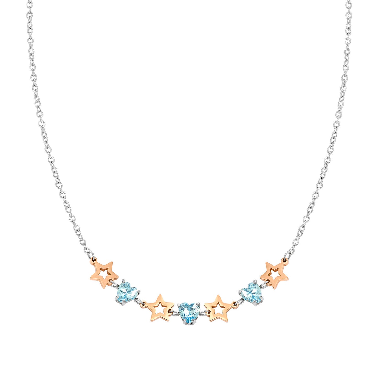 029601/023 PRINCIPESSINA necklace in steel with BI-TONE fin, and cubic zirconia (023_Star)