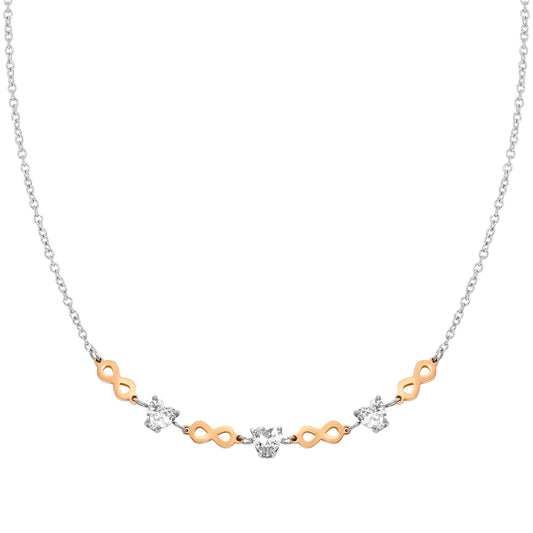 029601/024 PRINCIPESSINA necklace in steel with BI-TONE fin, and cubic zirconia (024_Infinite)