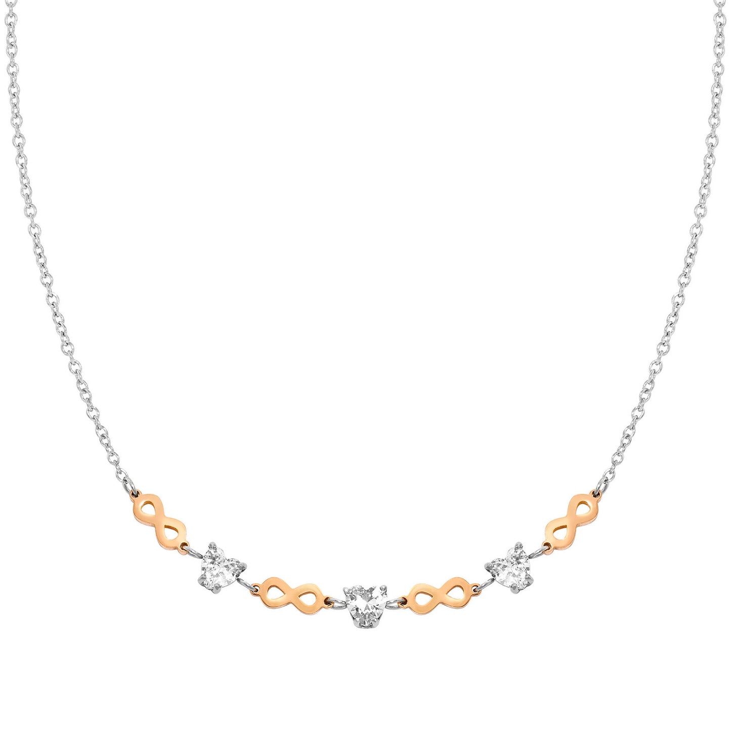 029601/024 PRINCIPESSINA necklace in steel with BI-TONE fin, and cubic zirconia (024_Infinite)