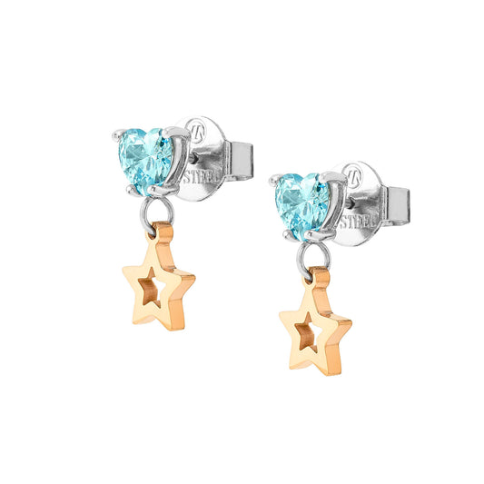 029603/023 PRINCIPESSINA earrings in steel with BI-TONE fin, and cubic zirconia (023_Star)