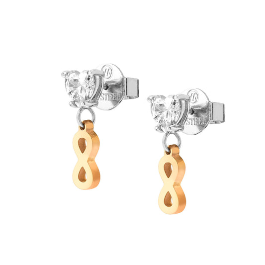 029603/024 PRINCIPESSINA earrings in steel with BI-TONE fin, and cubic zirconia (024_Infinite)