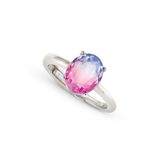 240800/028 SYMBIOSI ring in 925 sterling silver and BICOLOR stones (028_PINK-PURPLE fin, Silver)