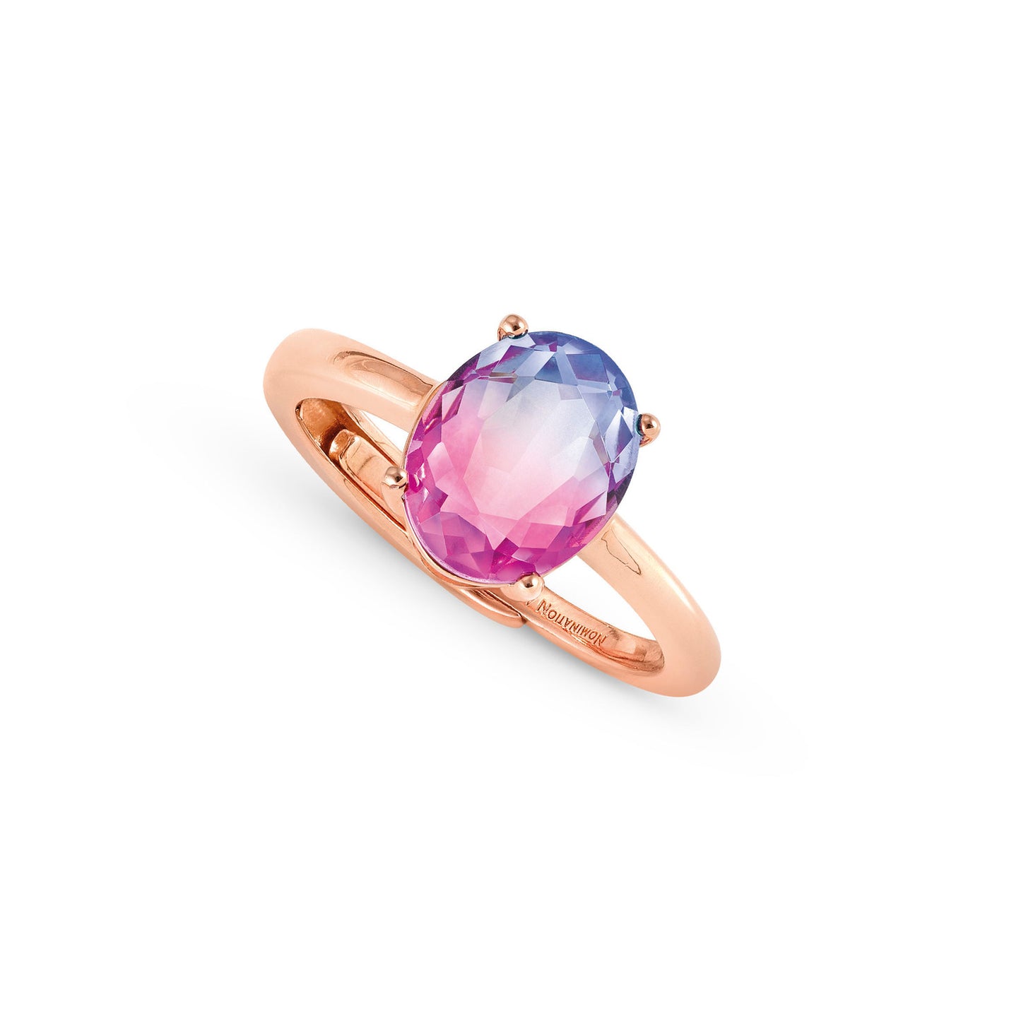 240800/030 SYMBIOSI ring in 925 sterling silver and BICOLOR stones (030_PINK-PURPLE fin, Pink gold)