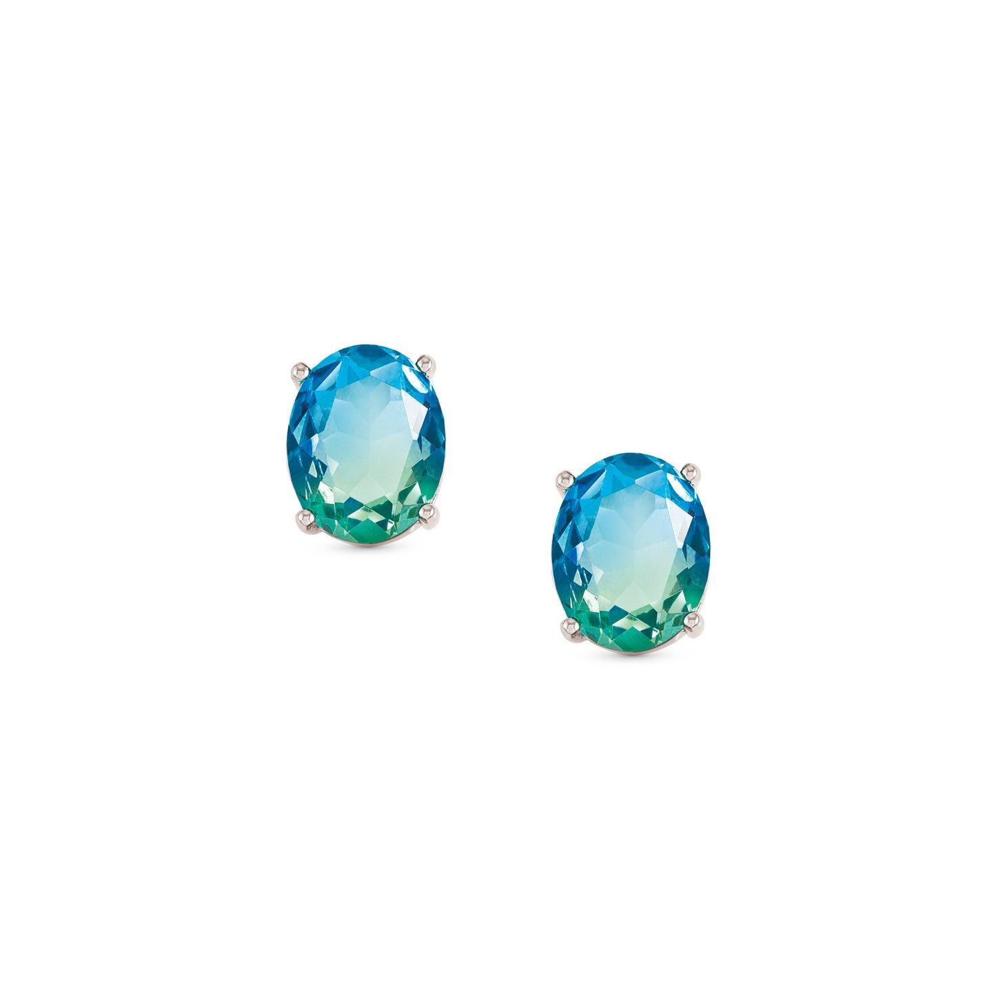 240806/025 SYMBIOSI Silver earrings BICOLOR stones (025_LIGHT BLUE-GREEN )