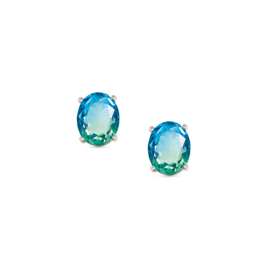 240806/025 SYMBIOSI earrings in 925 sterling silver and BICOLOR stones (025_LIGHT BLUE-GREEN fin, Silver)