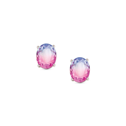 240806/028 SYMBIOSI earrings in 925 sterling silver and BICOLOR stones (028_PINK-PURPLE fin, Silver)