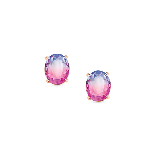 240806/030 SYMBIOSI earrings in 925 sterling silver and BICOLOR stones (030_PINK-PURPLE fin, Pink gold)
