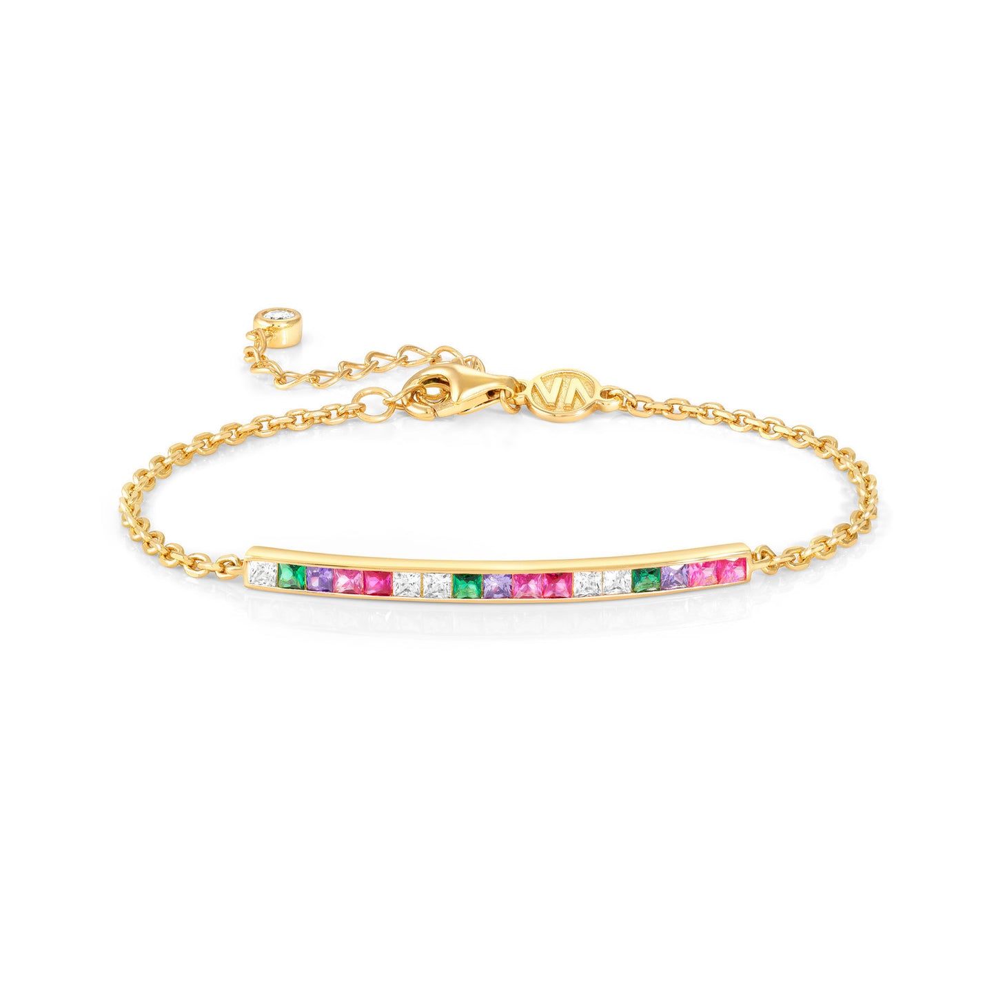 240909/005 CARISMATICA Sterling Silver YGP MultiColoured CZ Bar Bracelet (005_MIXED)