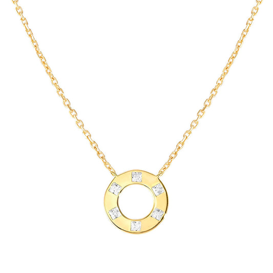 240911/019 CARISMATICA Sterling Silver & 18ct YGP CZ Circle Necklace (019_White Round)