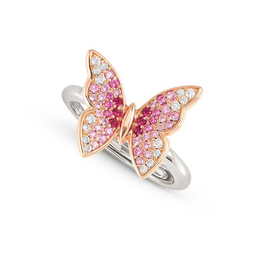 241101/040 CRYSALIS Sterling Silver & 22ct RGP Ring  (040_Butterfly_L)