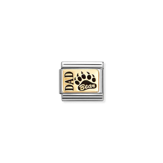 030166/38 NEW Classic 18ct Yellow Gold DAD with Paw Print inscribed BEAR Link