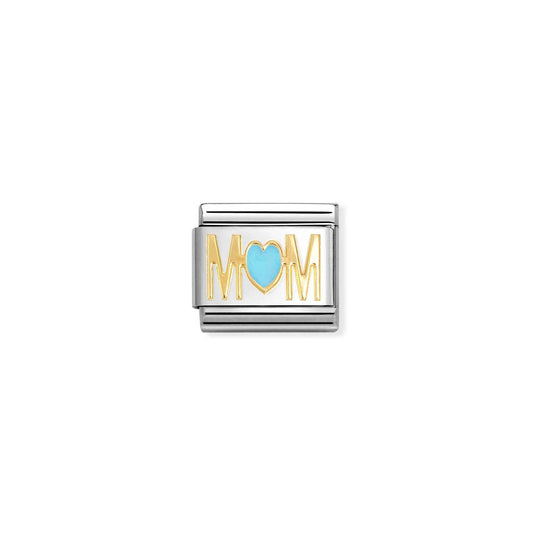 030272/83 NEW Classic 18ct Yellow Gold MOM Heart BLUE Link