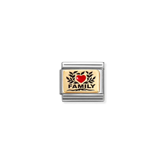 030289/07 Composable Classic PLATES (IC) in steel, enamel and bonded yellow gold (07_Family red heart)