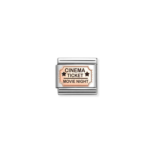 430201/20 Composable Classic PLATES in stainless steel with 9k rose gold and enamel (20_Cinema ticket)
