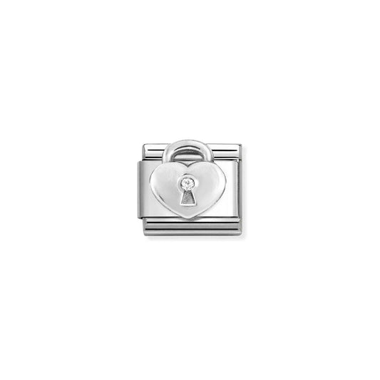 330311/19 Composable CL  symbols stainless steel , 925 sterling silver, and Cubic zirconia (19_WHITE padlock)