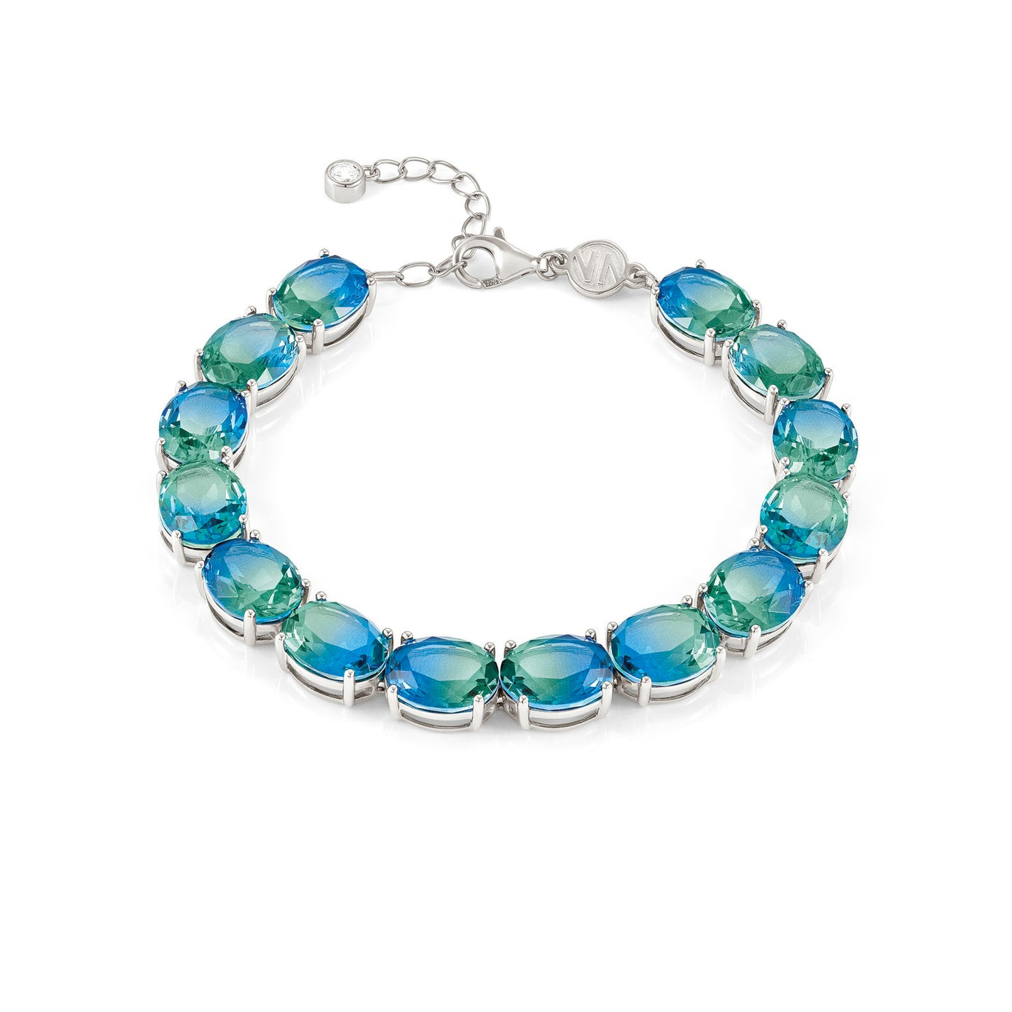240809/025 SYMBIOSI Sterling Silver bracelet BICOLOR stones (025_LIGHT BLUE-GREEN )