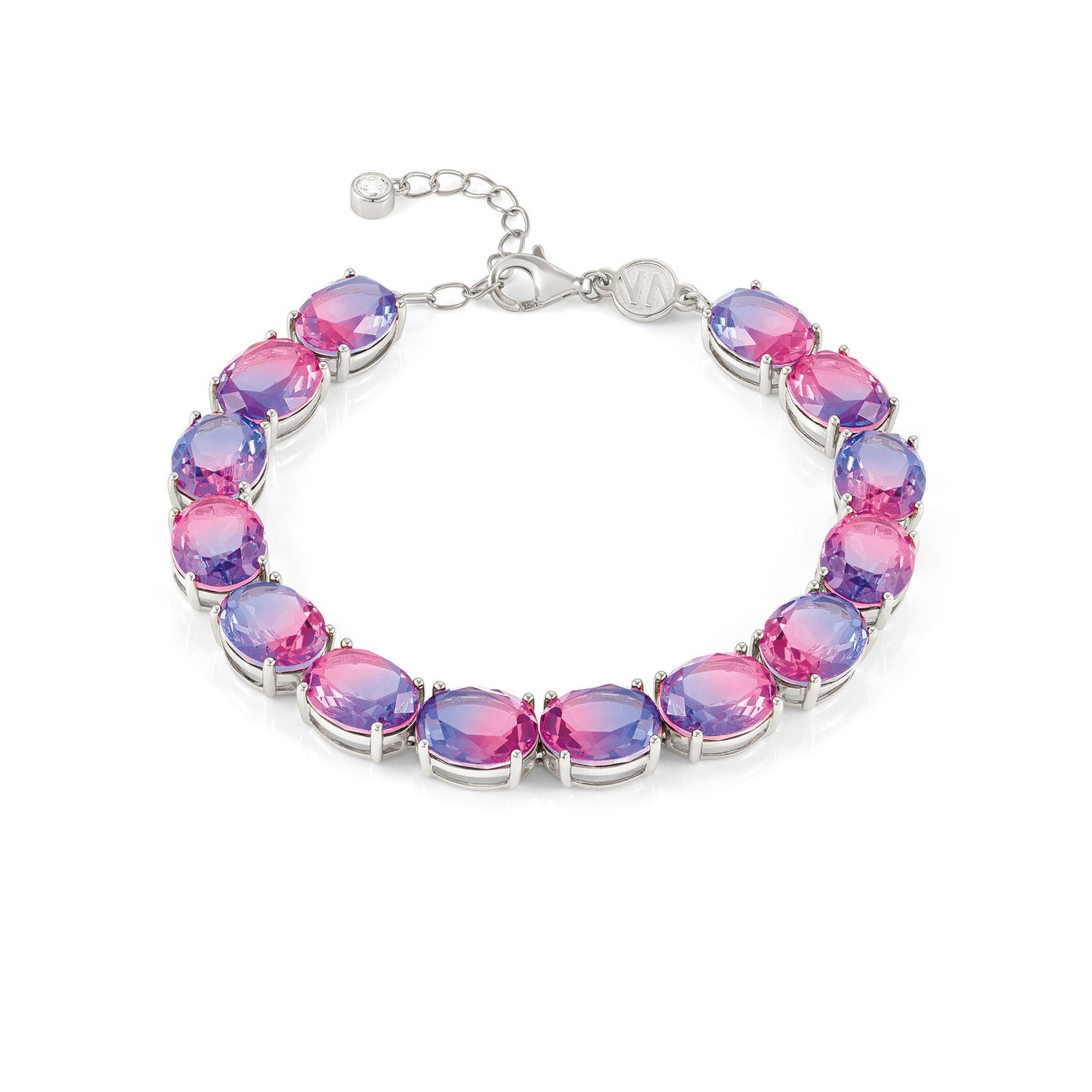 240809/028 SYMBIOSI Sterling Silver bracelet BICOLOR stones (028_PINK-PURPLE)