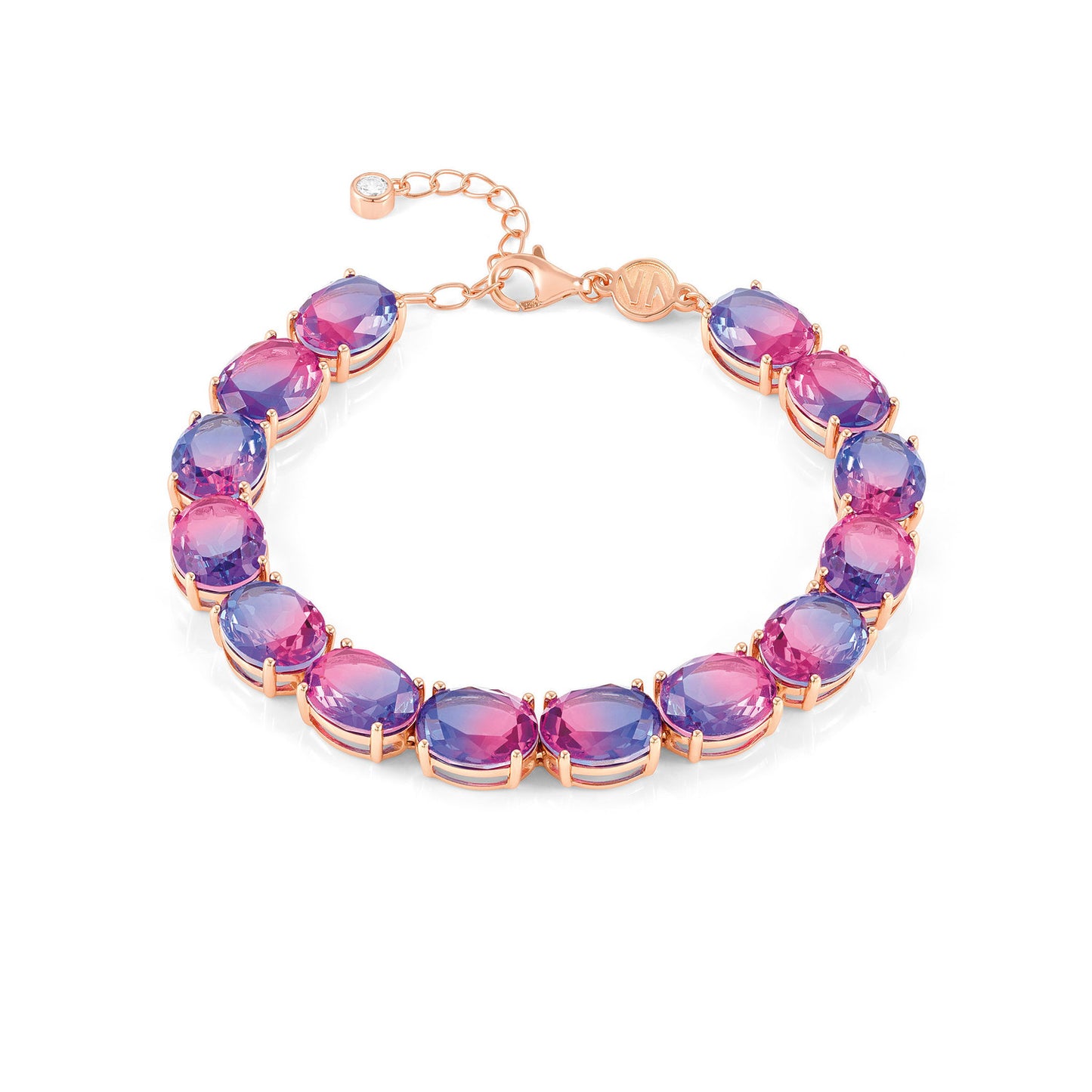 240809/030 SYMBIOSI 22ct RGP Bracelet with BICOLOR stones (030_PINK-PURPLE)