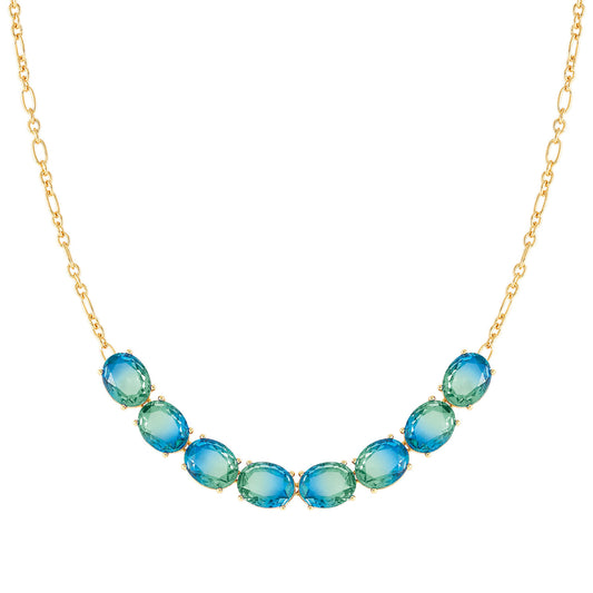 240811/026 SYMBIOSI necklace in 925 sterling silver and BICOLOR stones (E) (026_LIGHT BLUE-GREEN fin, Yellow g)
