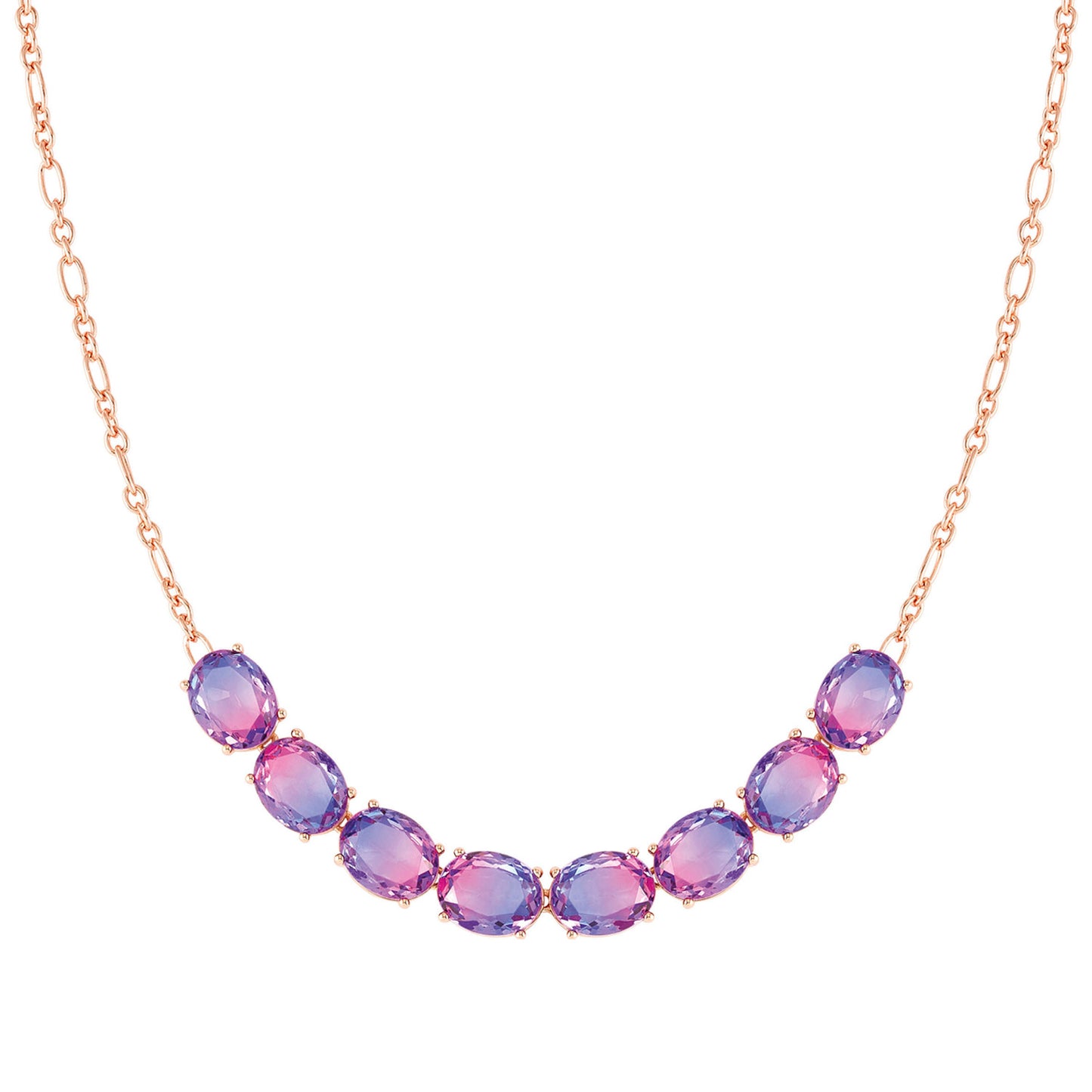 240811/030 SYMBIOSI 22ct RGP Necklace BICOLOR stones (E) (030_PINK-PURPLE )