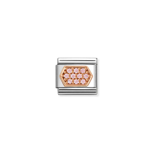 430312/04 NEW Composable Classic 9ct Rose Gold PAVE Hex (Pink) Link