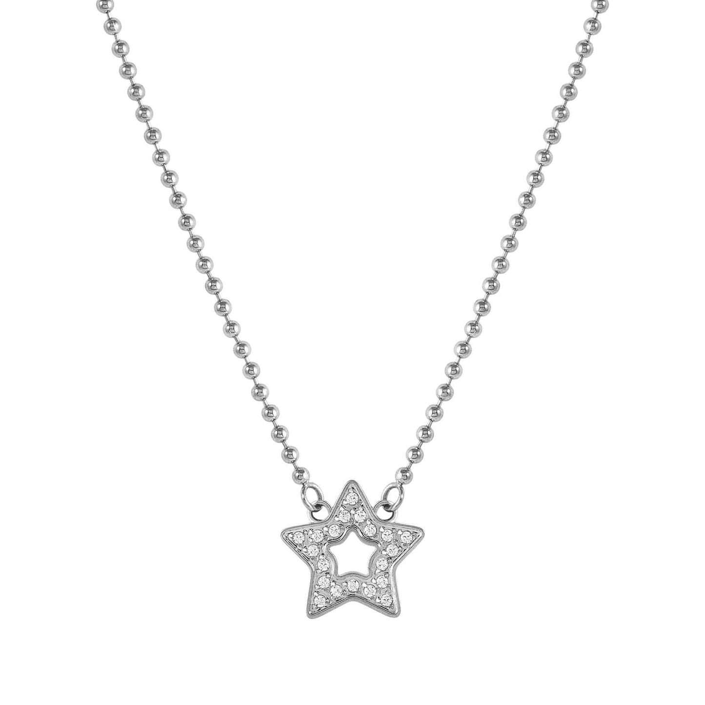 134001/023 Soffio D’Amore Stainless Steel Necklace STAR with White CZ