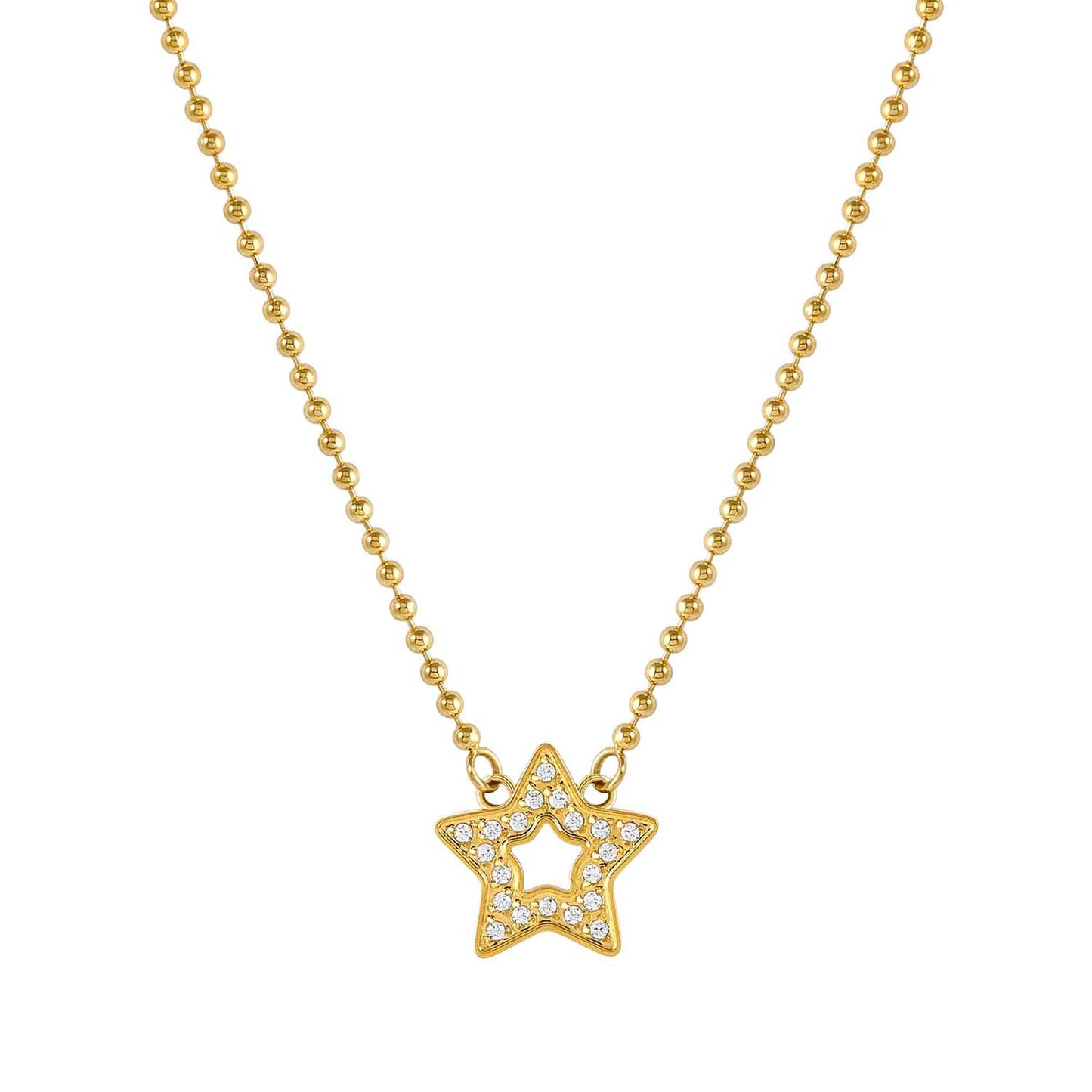 134007/023 Soffio D’Amore Stainless Steel & Yellow PVD Necklace STAR with White CZ