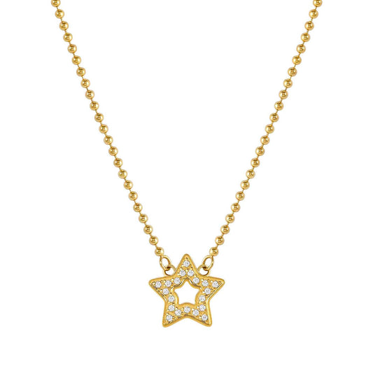 134007/023 Soffio D’Amore Stainless Steel & Yellow PVD Necklace STAR with White CZ