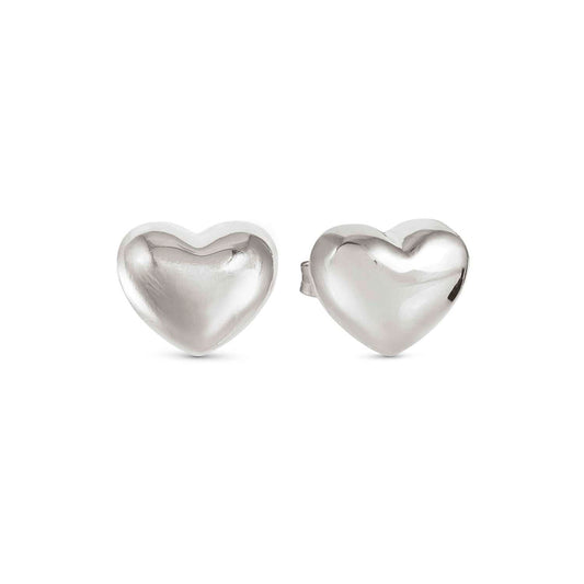 241308/004 Armonica Sterling Silver Large Heart Stud Earrings