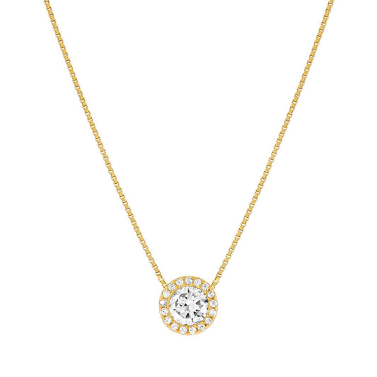 241402/012 SeiDivina Sterling Silver & 18ct Yellow Gold Plated CZ Necklace