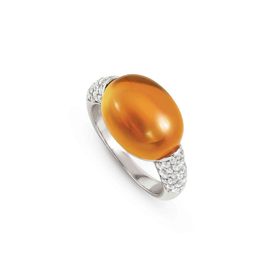 241501/040/006 MyRadiance Cabochon Cut Amber Large Stone Ring 006 Size O1/2