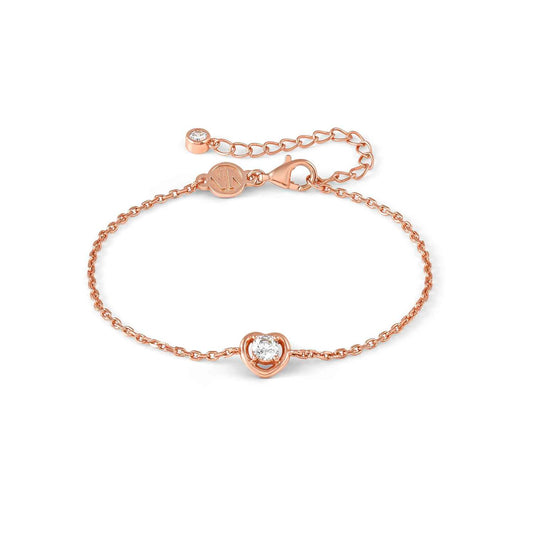 241703/005 Cosmic Love Sterling Silver & 22ct Rose Gold Plated Bracelet with Heart Detail & CZ Stone