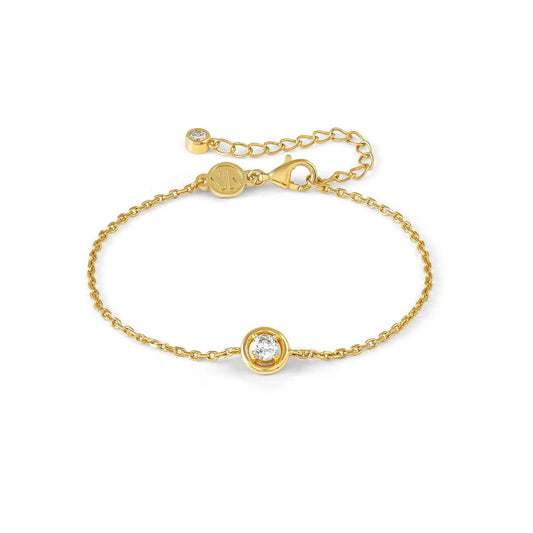 241703/054 Cosmic Love Sterling Silver & 18ct Yellow Gold Plated Bracelet with Circle Detail & Cz Stone