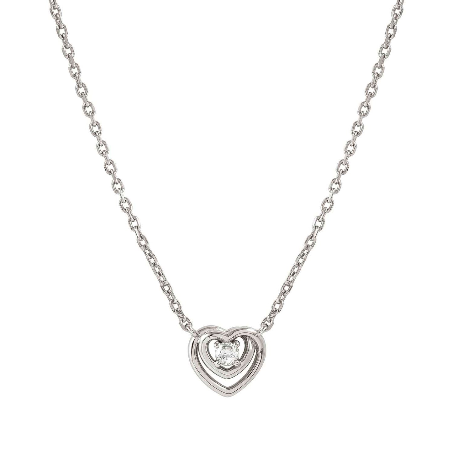 241706/004 Cosmic Love Sterling Silver Necklace with Small Heart Pendant and CZ Stone