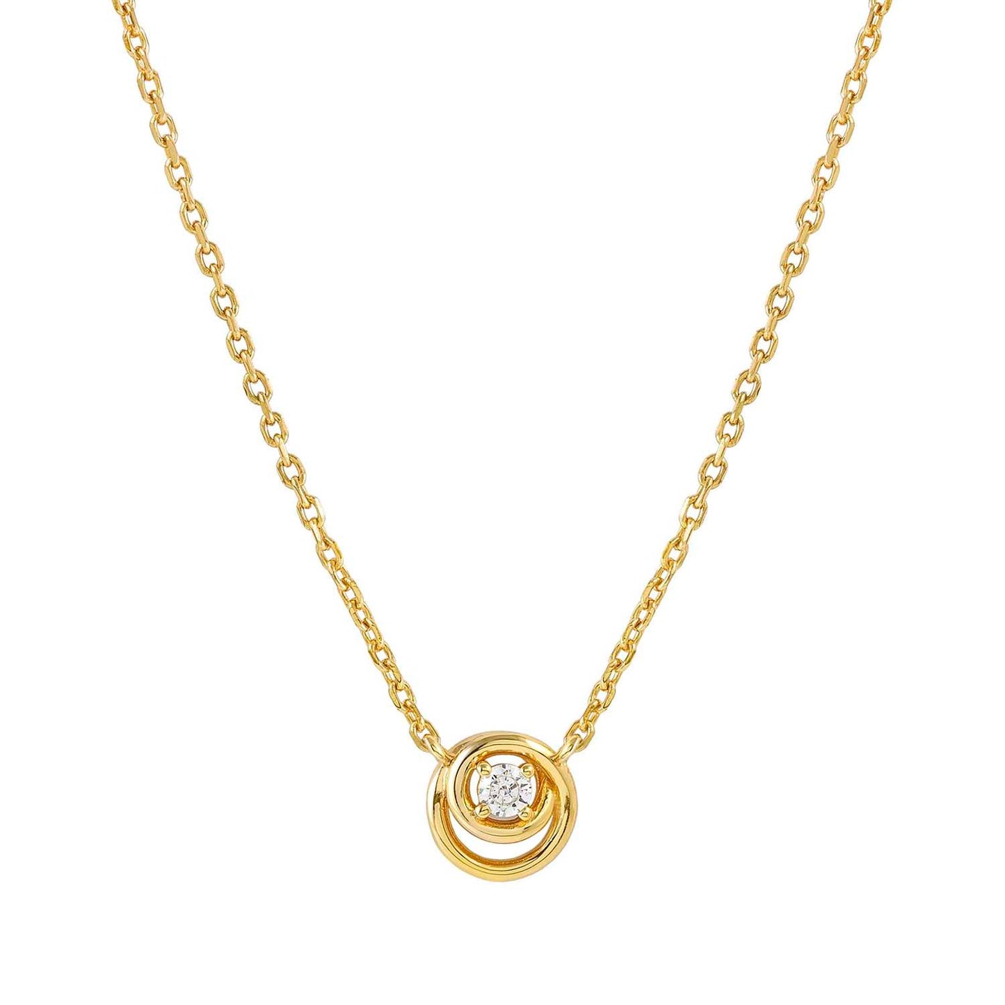 241706/054 Cosmic Love Sterling Silver & 18ct Yellow Gold Plated Small Circle Pendant with CZ Stone