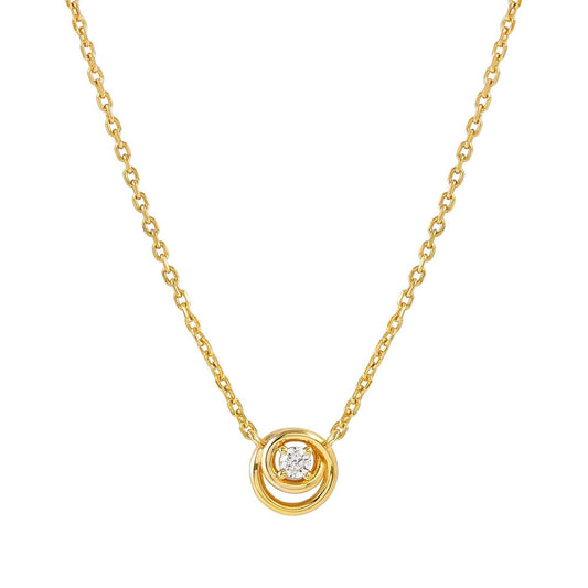 241706/054 Cosmic Love Sterling Silver & 18ct Yellow Gold Plated Small Circle Pendant with CZ Stone