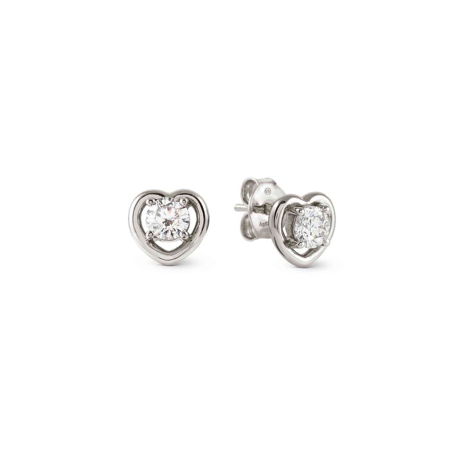 241710/004 Cosmic Love Sterling Silver Stud Earrings Heart Shaped with CZ Stone