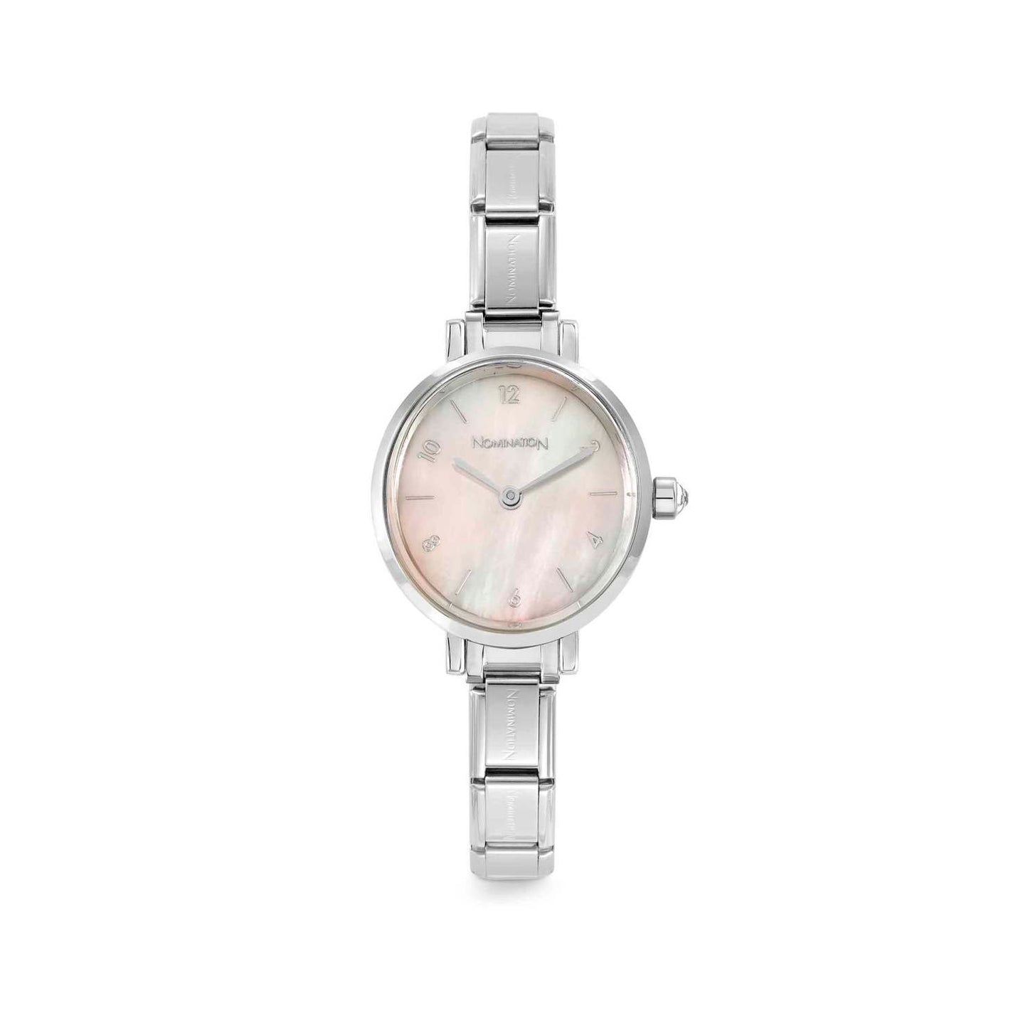 076038/009 PARIS watch with steel strap OVAL with Pink Mother of Pearl Dial