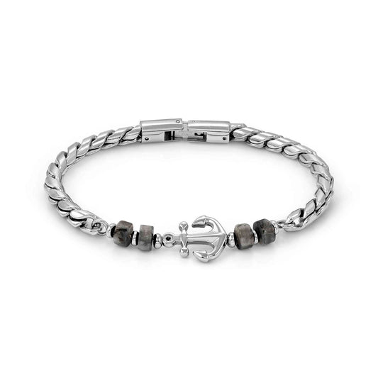 ATLANTE Stones ANCHOR Grey Jasper Steel Bracelet 027506/064