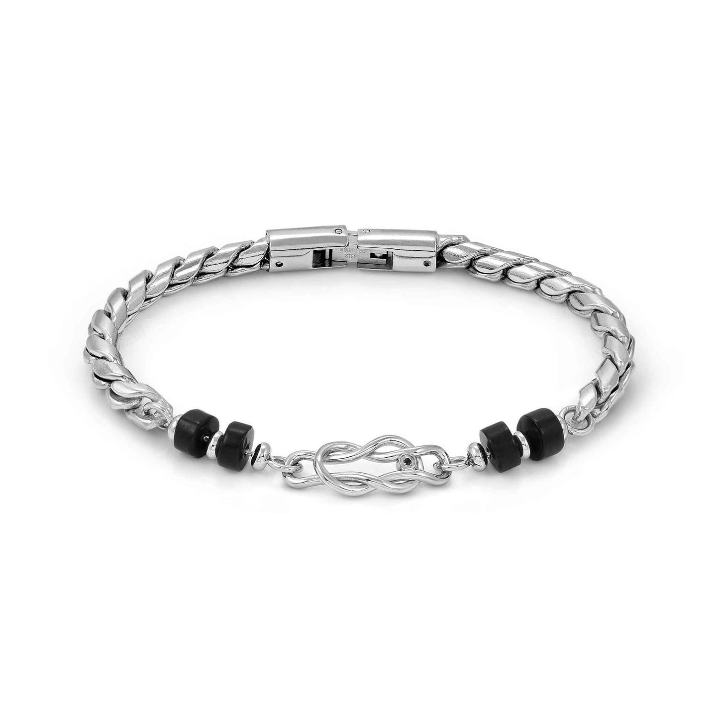 ATLANTE Stones KNOT BLACK AGATE Steel Bracelet 027506/066