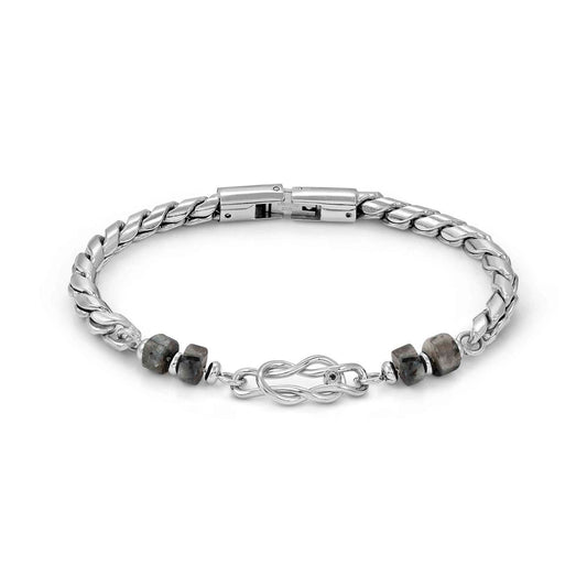 ATLANTE Stones Knot GREY JASPER Steel Bracelet 027506/067