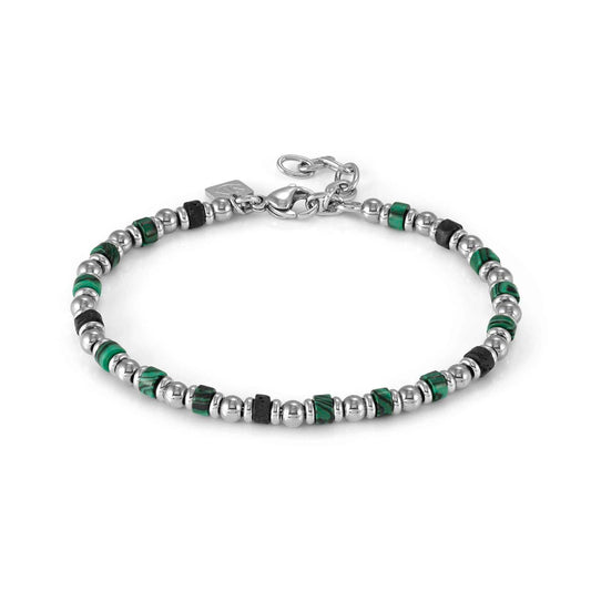 INSTINCTSTYLE Sea Malachite & Lava Stones Stainless Steel Bracelet 027931/092