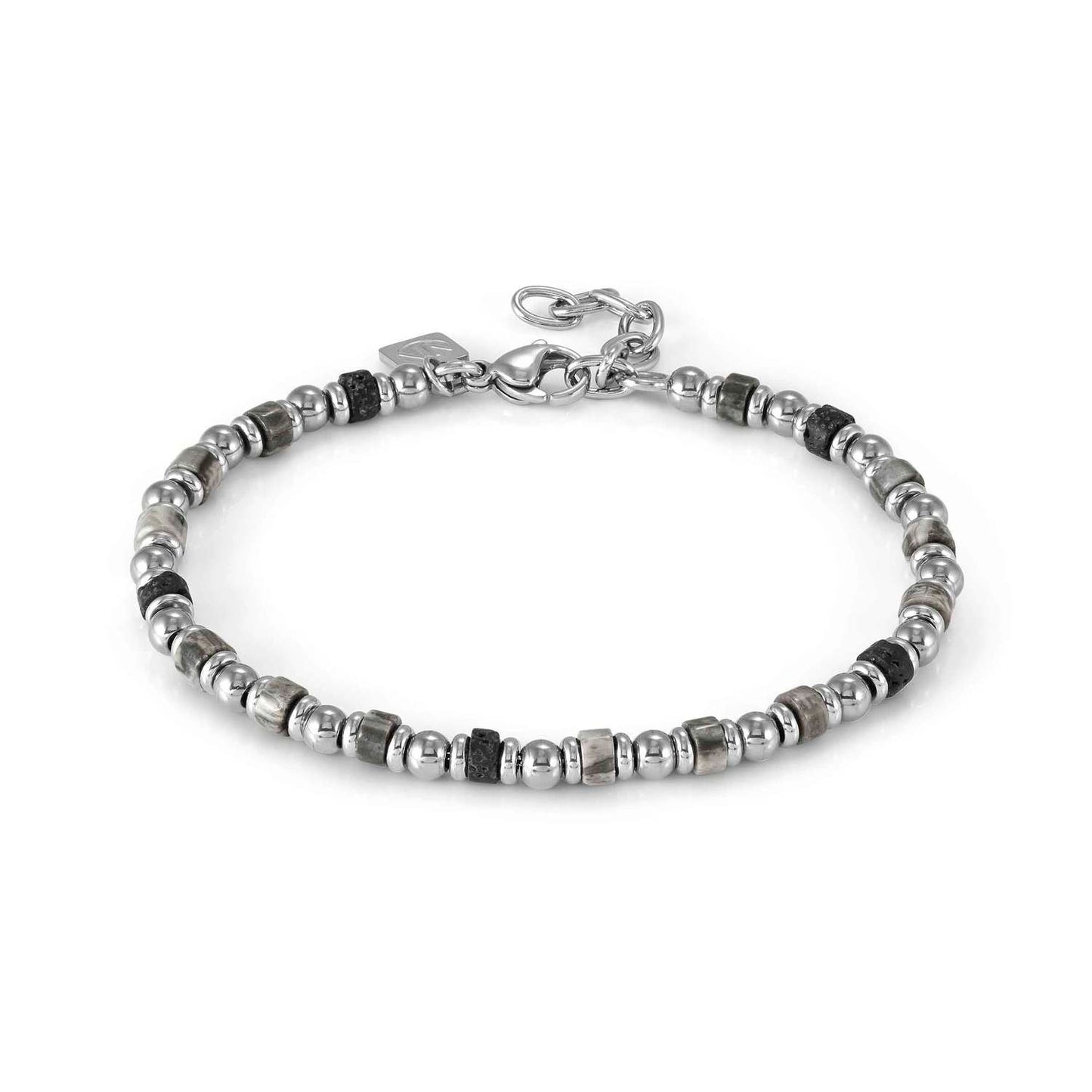 INSTINCTSTYLE Sea Grey Labradorite & Lava Stones Stainless Steel Bracelet 027931/094