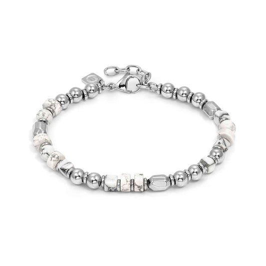 INSTINCTSTYLE White Turquoise & Stainless Steel Nuggets Bracelet 027932/085